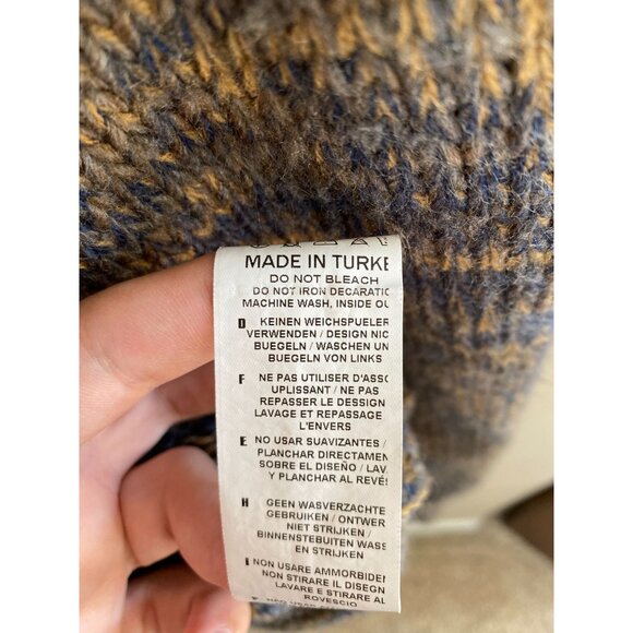 Leif Nelson Mens Knitted Hooded Sweater Blue XL Buttoned Collar Warm Pullover - Picture 5 of 7